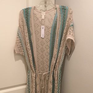 Chico’s Teal Mix Cardigan with fringe